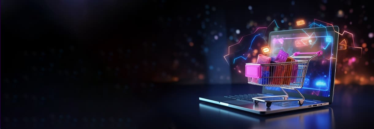 E-commerce visualization with modern storefront interface